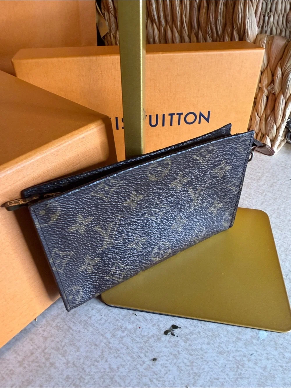 Louis Vuitton Monogram Canvas Zip Pouch in Dark Brown